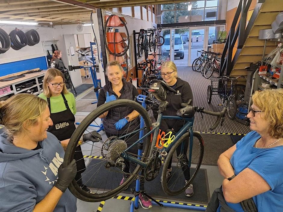 Women-only bike maintenance workshop in Camborne